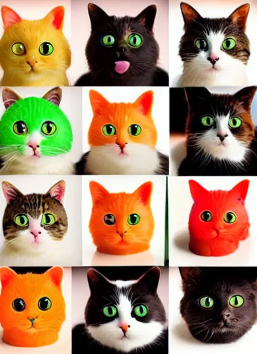 Image similar to clear photorealistic picture of adorable cats made out of sushi