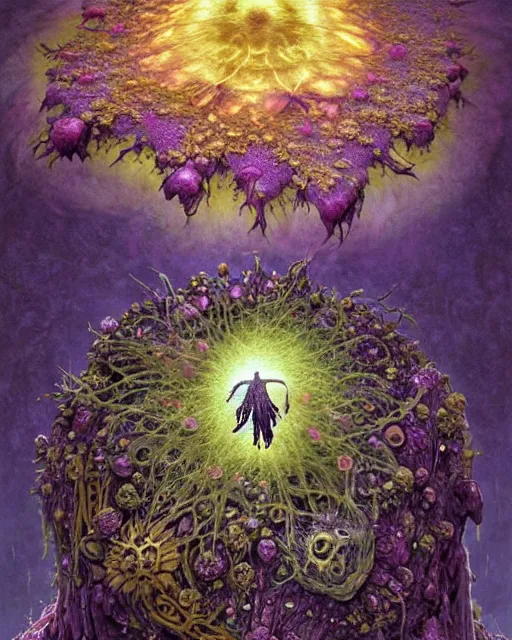 Image similar to the platonic ideal of flowers, rotting, insects and praying of cletus kasady carnage thanos dementor wild hunt doctor manhattan chtulu mandelbulb mandala howl's moving castle botw davinci heavy rain, d & d, fantasy, ego death, decay, dmt, psilocybin, concept art by greg rutkowski and ruan jia