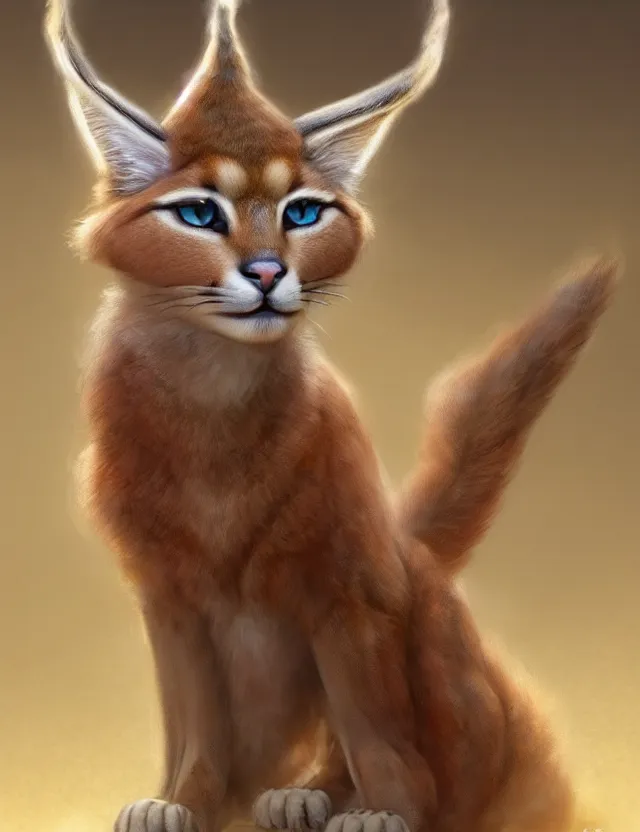 Prompt: cute fluffy caracal in a ancient greek city, wearing a hat on head | | cute, key visual, realistic shaded perfect face, fine details by stanley artgerm lau, wlop, rossdraws, james jean, andrei riabovitchev, marc simonetti, and sakimichan, trending on artstation