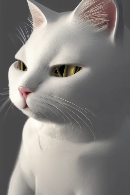 Image similar to a white cat wearing a formal overcoat, hyperrealistic, concept art, octane render, unreal engine 5, trending on DeviantArt, highly detailed, high quality, 8K, soft lighting, cute, natural lighting, realistic face, trending on Artstation, elegant clothes, profile picture, path traced