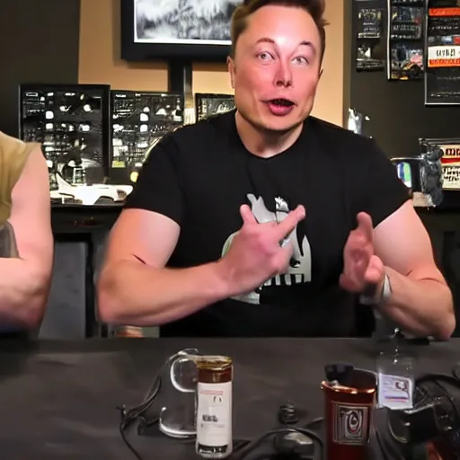 Prompt: elon musk smoking a joint on the joe rogan podcast, weed