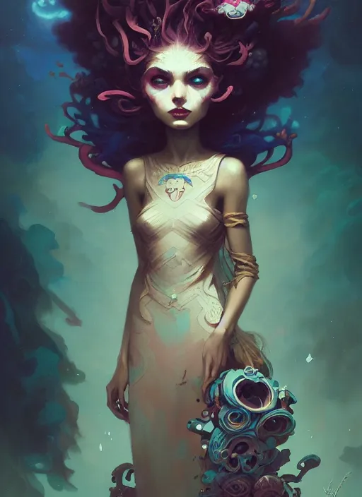 Prompt: close up picture of an maximalist dress girl, neat hair, extremely beautiful and aesthetic and detailed cute face and eyes, with cute familiar sprites, chiaroscuro, intricate, masterpiece, fantasy illustrations by peter mohrbacher and anato finnstark and jeremy lipking