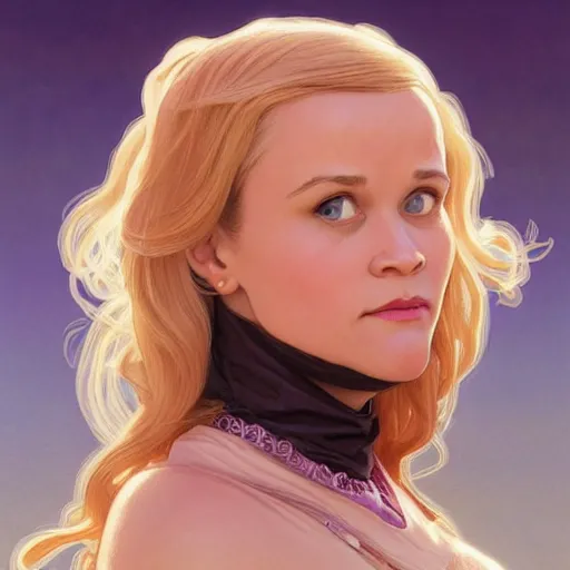 Image similar to Reese Witherspoon, highly detailed, digital painting, artstation, concept art, smooth, sharp focus, illustration, ArtStation, art by artgerm and greg rutkowski and alphonse mucha and J. C. Leyendecker and Edmund Blair Leighton and Katsuhiro Otomo and Geof Darrow and Phil hale and Ashley wood and Ilya repin and Charlie Bowater