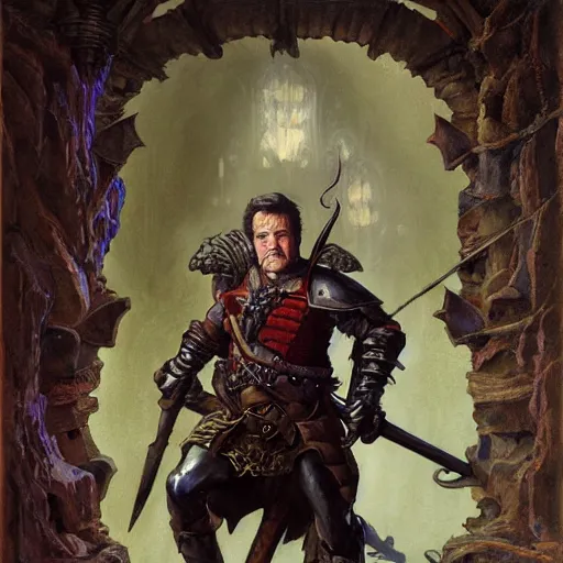 Prompt: an ultradetailed portrait of robin williams dressed as a fantasy rogue, sneaking in shadows of a dark alley, d & d, fantasy, intricate, elegant, highly detailed, digital painting, matte, sharp focus, illustration, plate armor, god rays, art by john collier and albert aublet and krenz cushart and artem demura and alphonse mucha
