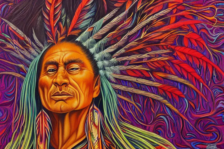 a painting of elegant native american thinking by | Stable Diffusion ...