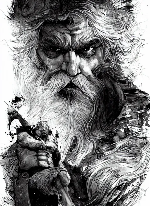 Prompt: portrait, Santa Clause fighting zombies, watercolor, dramatic lighting, cinematic, establishing shot, extremly high detail, foto realistic, cinematic lighting, pen and ink, intricate line drawings, by Yoshitaka Amano, Ruan Jia, Kentaro Miura, Artgerm, post processed, concept art, artstation, matte painting, style by eddie mendoza, raphael lacoste, alex ross