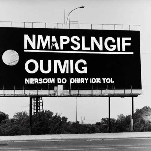 Image similar to ominous emergency warning broadcast on a billboard, 8 0 mm film