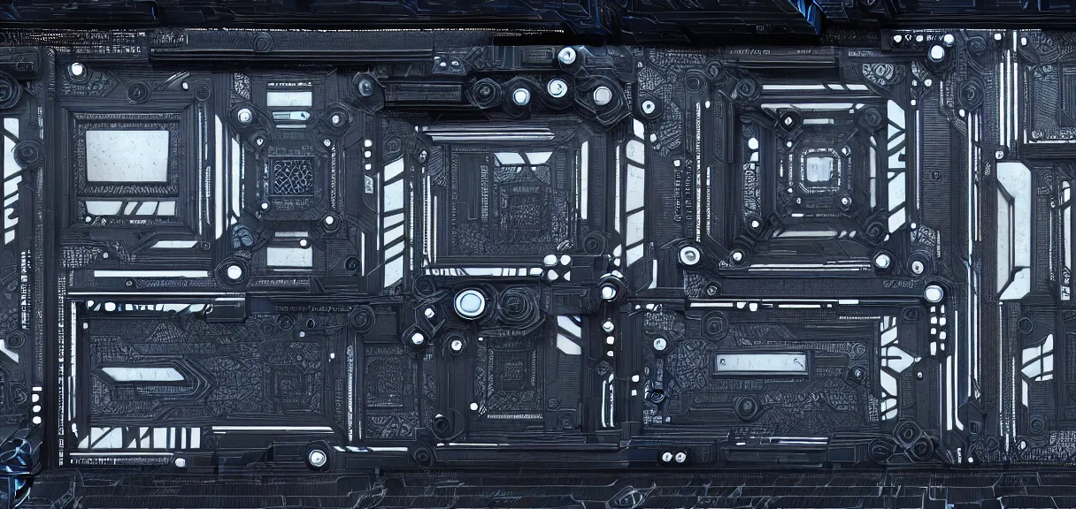 Image similar to fractal motherboard, greg rutkowski, esuthio, craig mullinshyper, scifi, symmetry fractal, octane render, detailed realistic 8 k,