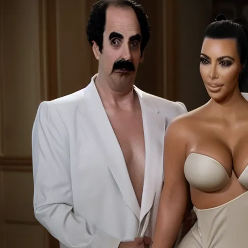 Image similar to kim kardashian as borat in borat, 8k resolution, full HD, cinematic lighting, award winning, anatomically correct