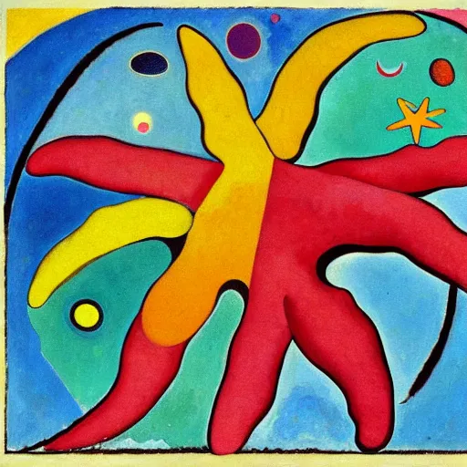 Prompt: a painting of a giant carob starfish with the words carob and starfish in big letters. art by kandinsky and picasso.