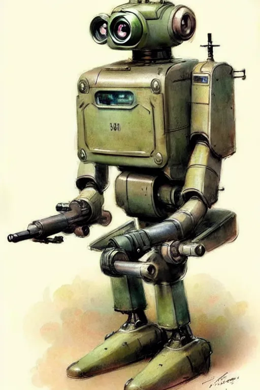 Prompt: (((((1950s military robot pet . muted colors.))))) by Jean-Baptiste Monge !!!!!!!!!!!!!!!!!!!!!!!!!!!