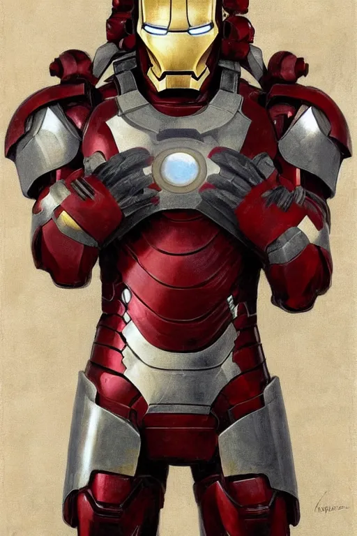 Prompt: iron man wearing medieval armour, game of thrones, bouguereau