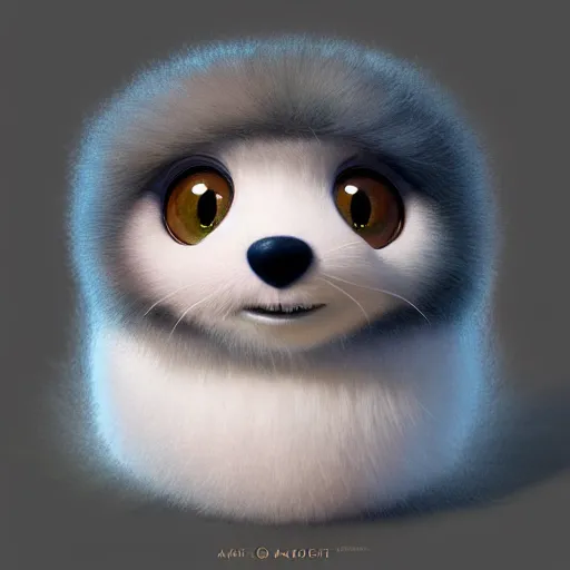 Image similar to cutie fluffy creature jom carrey, digital art, 3 d, octave render, masterpiece, mega detailed, pixar, disney, vivid illustration, cartoon, fantasy, by george stubbs, artgerm, in the style of ghibli kazuo oga, pastel fur