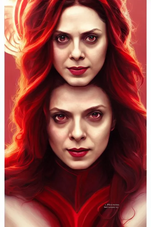 Image similar to Manmohan Singh as Scarlet Witch, Scarlet Witch costume, Manmohan Singh Face, villany, portrait, masculine figure, highly detailed, digital painting, artstation, concept art, smooth, sharp focus, illustration, cinematic lighting, art by artgerm and greg rutkowski and alphonse mucha