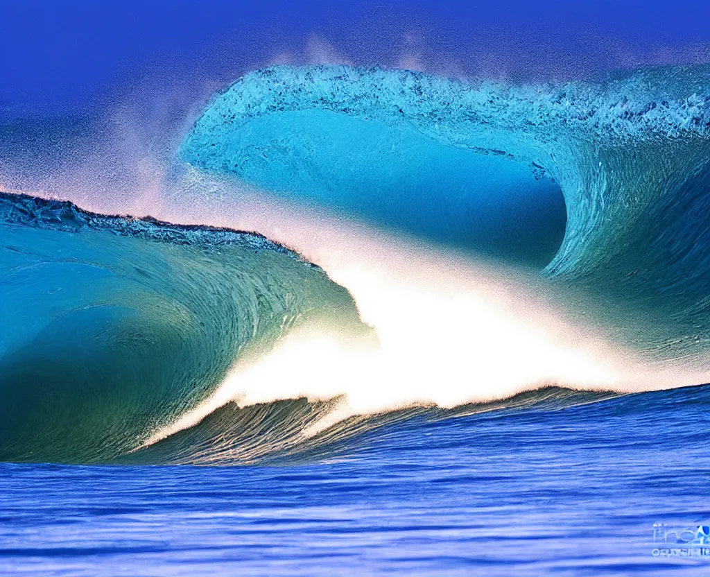 Image similar to banzai pipeline barrel, photo by clark little ; ultra - realistic 3 d depth shading ; third reef pipeline by katsushika hokusai