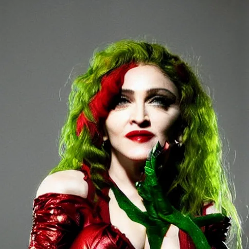 Prompt: madonna as poison ivy, dc, movie, photography, portrait, beautiful,