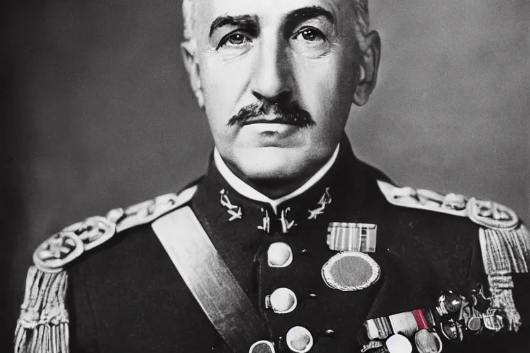 Prompt: portrait of francisco franco, general, army, 1 9 3 7, spain, jose maria diaz casariego, bartolome ros, juan jose serrano, leica