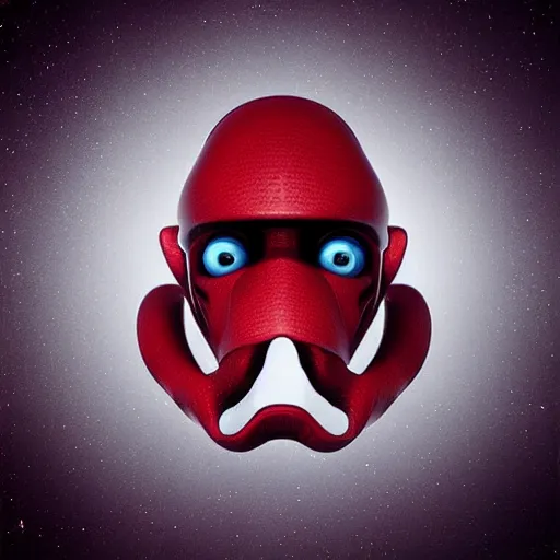 Image similar to “Red skinned squid faced humanoid alien in the style of Star wars. 3D blender render”