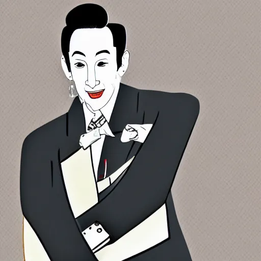 Image similar to pee - wee herman, digital art, utamaro kitagawa style