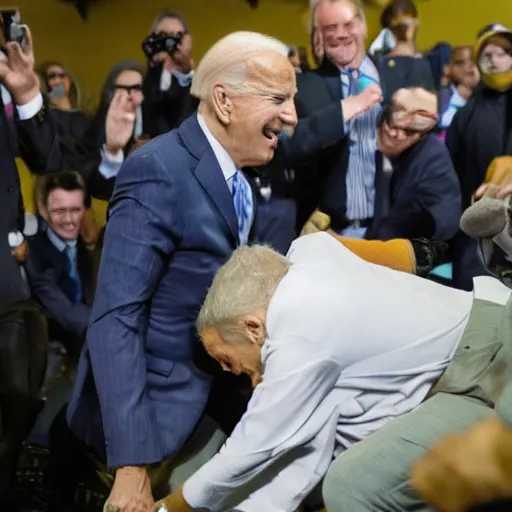 Prompt: joe biden tackling joe biden