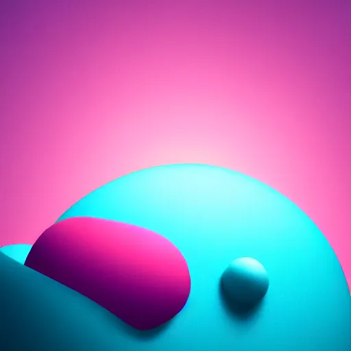 Image similar to 3 d render of a round blob of light blue and pink, blender, pastel colors, minimalistic,