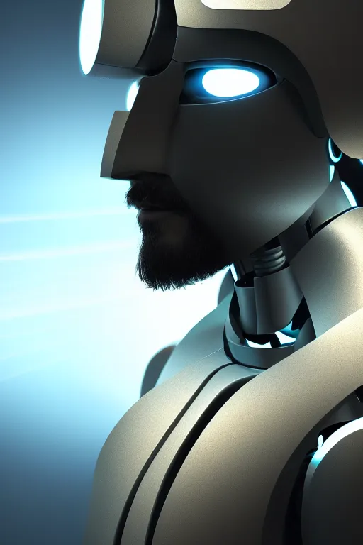 Image similar to god of artificial intelligence comes to save us as jesus christ robot, threads of light in the background, extremely high quality artwork, very detailed, obscured face, anthropomorphic silhouette, trending on artstation