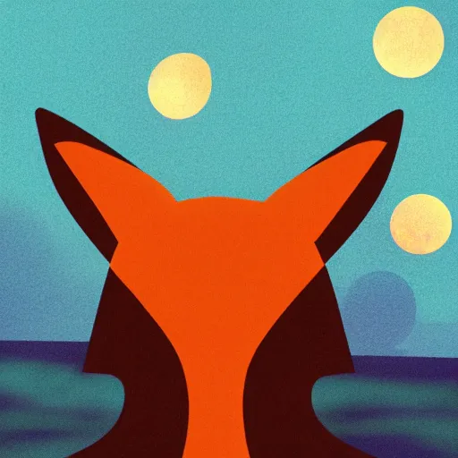 Image similar to long shot of a man with fox ears standing in the ocean, digital art, acrylic, detailed, glows, moonlight, bokeh, depth of field, colorful,