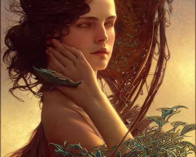 Image similar to photography of carlos schwabe, deep focus, d & d, fantasy, intricate, elegant, highly detailed, digital painting, artstation, concept art, matte, sharp focus, illustration, hearthstone, art by artgerm and greg rutkowski and alphonse mucha