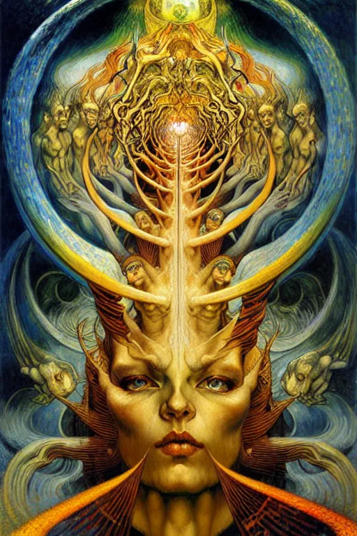 Image similar to Divine Chaos Engine by Karol Bak, Jean Delville, William Blake, and Vincent Van Gogh