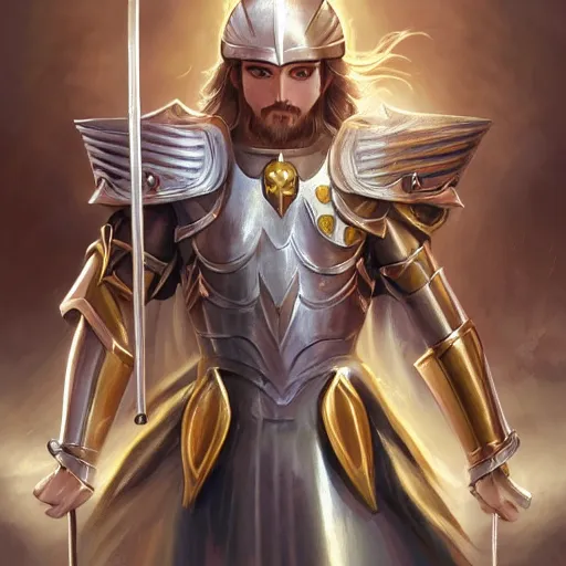 Prompt: Jesus as a knight of zodiac using a the saint seiya Sacred Heart armor, by Stanley Artgerm Lau, WLOP, Rossdraws, James Jean, Andrei Riabovitchev, Marc Simonetti, Yoshitaka Amano, ArtStation, CGSociety,