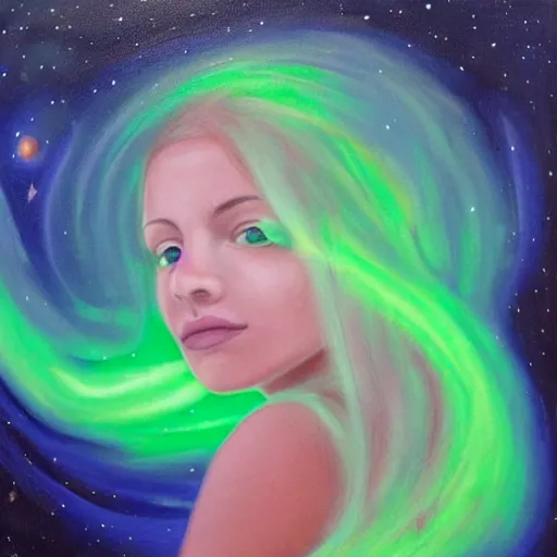 Image similar to the girl that dreams with the auroras, ultra detailed portrait