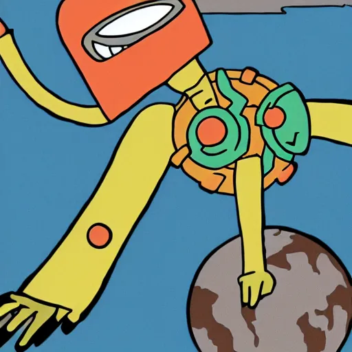 Image similar to bender spinning the earth on his finger