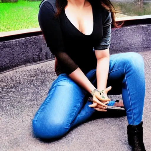 Prompt: aishwarya rai, blue tight tshirt, black extremely tight jeans, beautiful, award winning photography, extremely detailed, hyperrealistic, 4 k