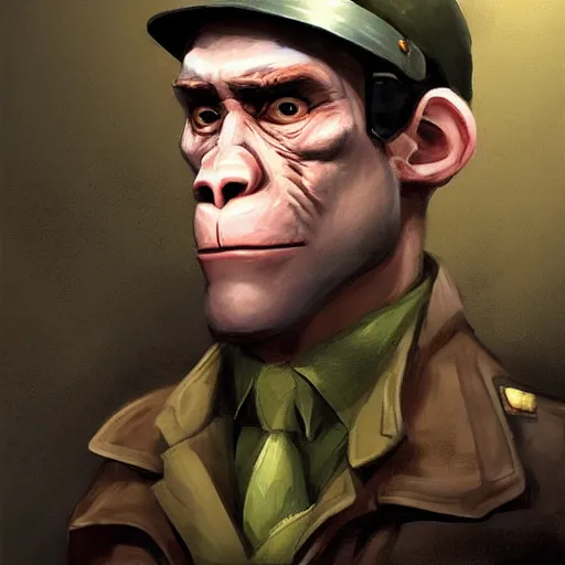 Prompt: portrait of a monkey putin in team fortress 2 style, epic, tragic, military art, fantasy, dieselpunk, hd shot, digital portrait, beautiful, artstation, comic style, by artgerm, guy denning, jakub rozalski, magali villeneuve and charlie bowater