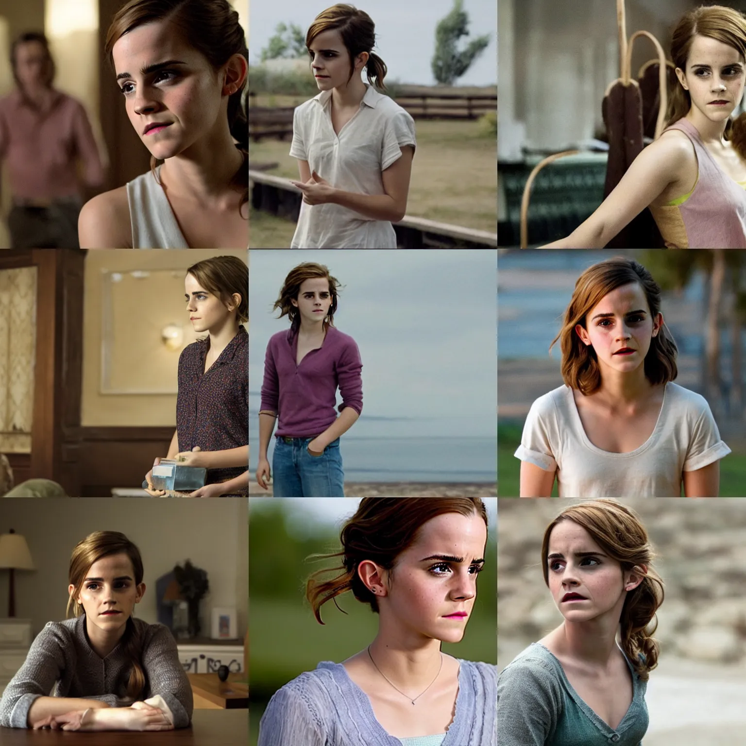Prompt: Movie still of Emma Watson in Foundation