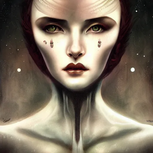 Prompt: a portrait in the style of anna dittmann and tom bagshaw and virgil finlay.