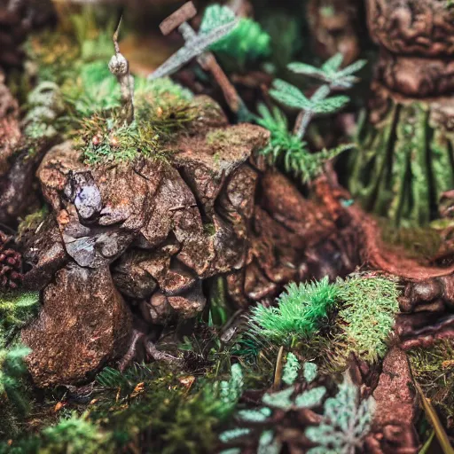 Prompt: close-up photograph of a magical forest, incredibly detailed, very beautiful, studio lighting, 50mm lens