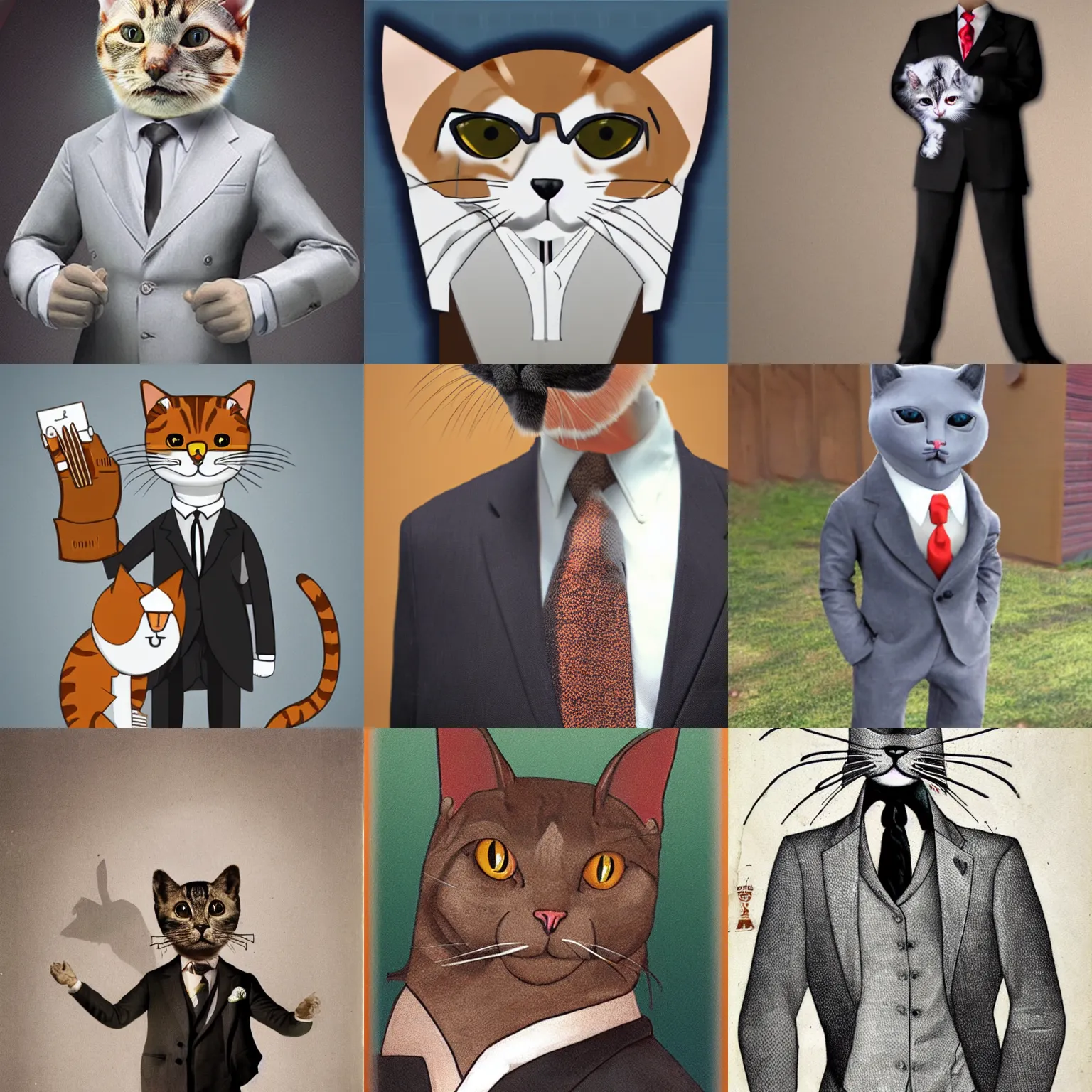 Prompt: anthromorphic cat wearing a suit