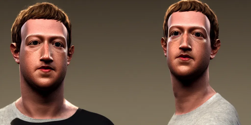 Image similar to mark zuckerberg with long beautiful beards, realistic 3 d render