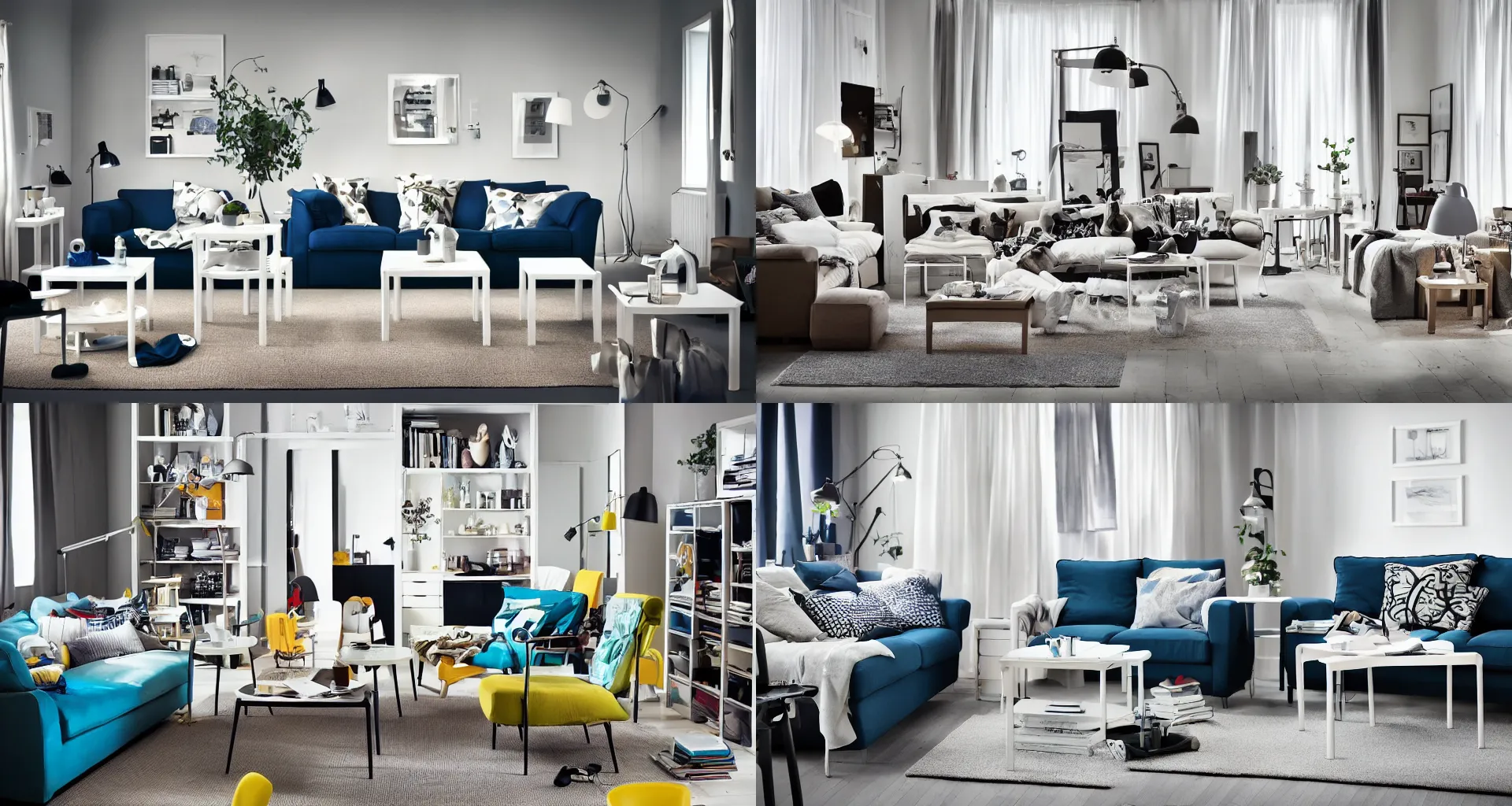 Prompt: IKEA catalogue photo of a living room, by Picasso