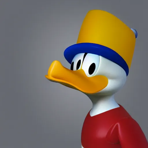 Image similar to donald duck in the backrooms, real life, photorealistic, 3 d