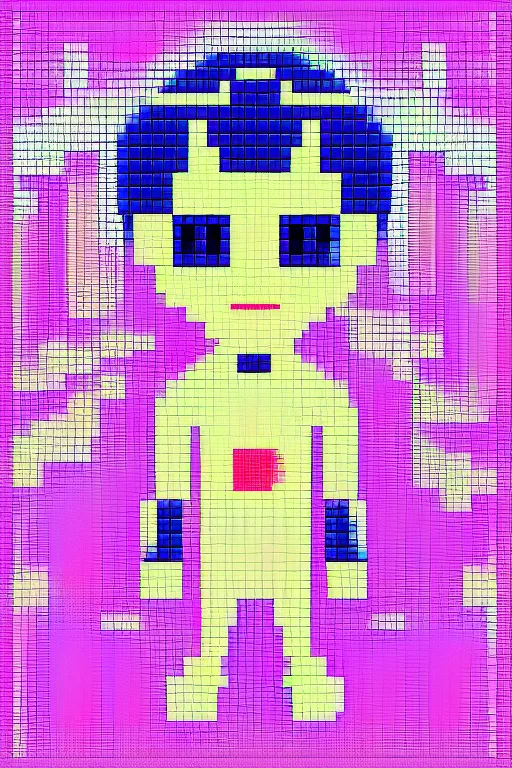 Image similar to a gorgeous anime robot, pixel style, 3 2 x 3 2, pixel game character