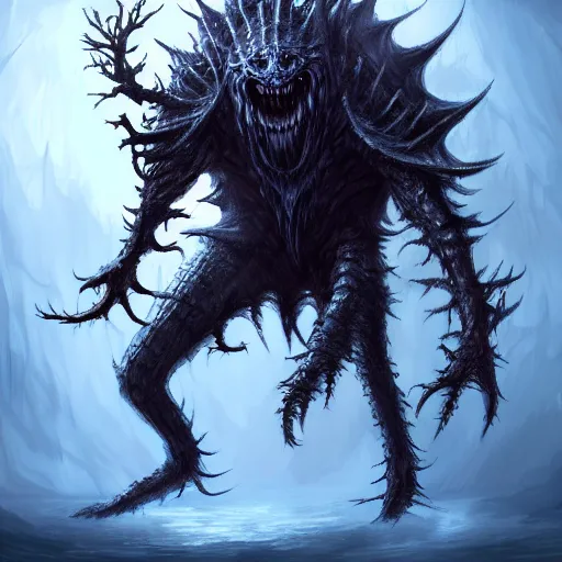Prompt: dnd monster concept art, deviant art, the thing from the sleeping depths, 4 k masterpiece digital