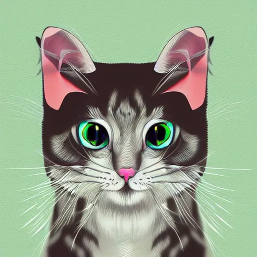 Image similar to cute meow, digital art,