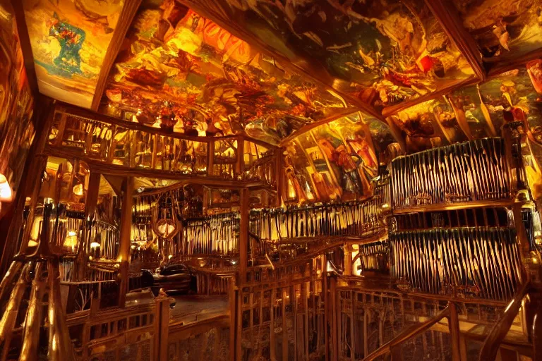 Image similar to the interior of the organ room at house on the rock in wisconsin.