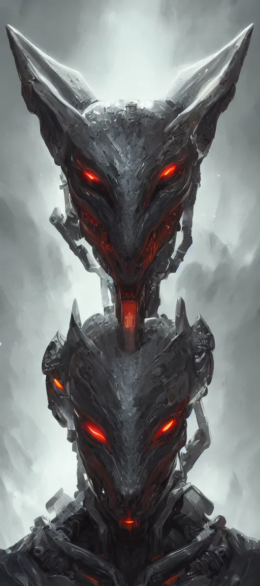 Image similar to Cyborg dragon portrait, artstation