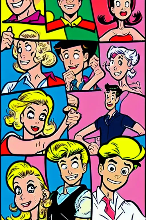 Image similar to archie comics, in the style of dan decarlo, as drawn by dan decarlo for archie comics,