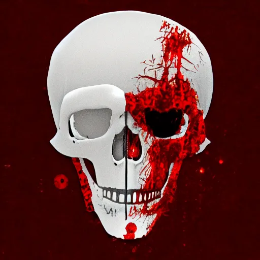 Image similar to glitchy bloody face skull