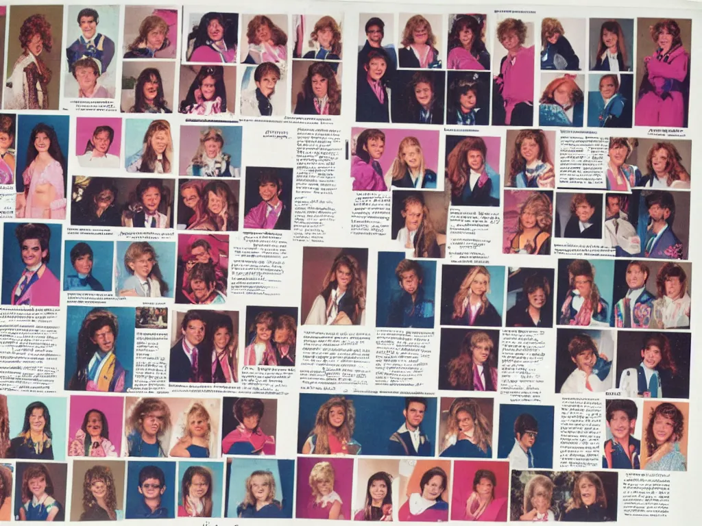 Prompt: 8 0 s yearbook page