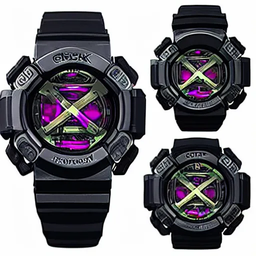 Prompt: photorealstic gshock watch cyberpunk, metaverse, fullmetal